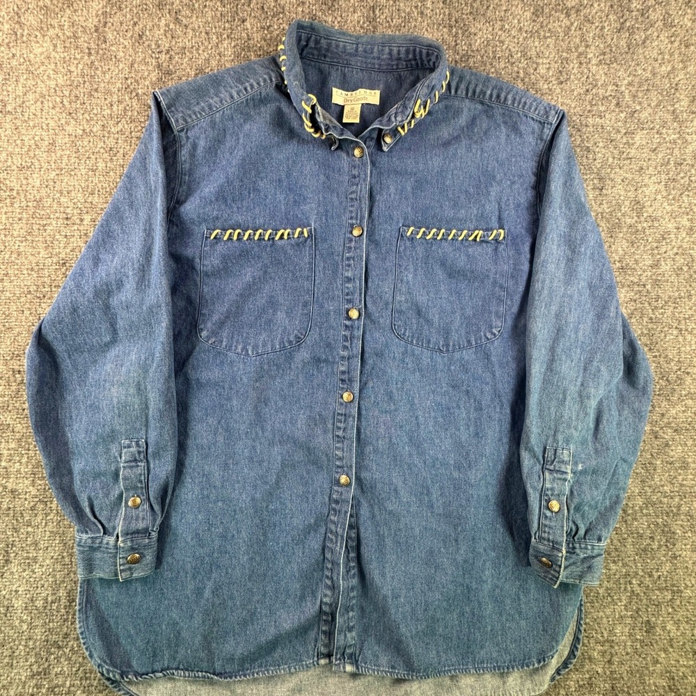 Vintage Whipstitch Denim Button Down Shirt Cambridge Western L / 12 Blue